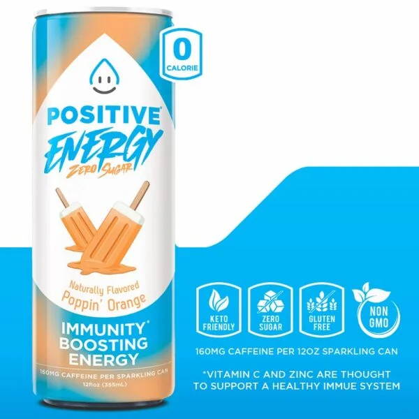 Positive Energy Beverage Poppin' Orange (Pack of 12) - Image 4