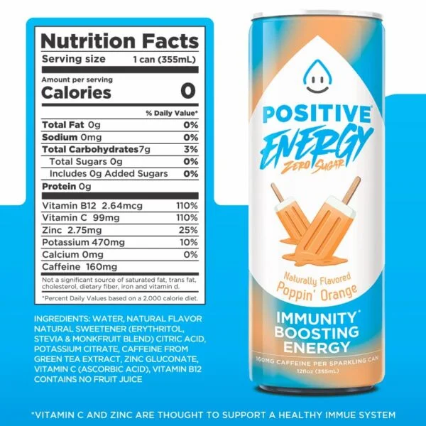 Positive Energy Beverage Poppin' Orange (Pack of 12) - Image 3